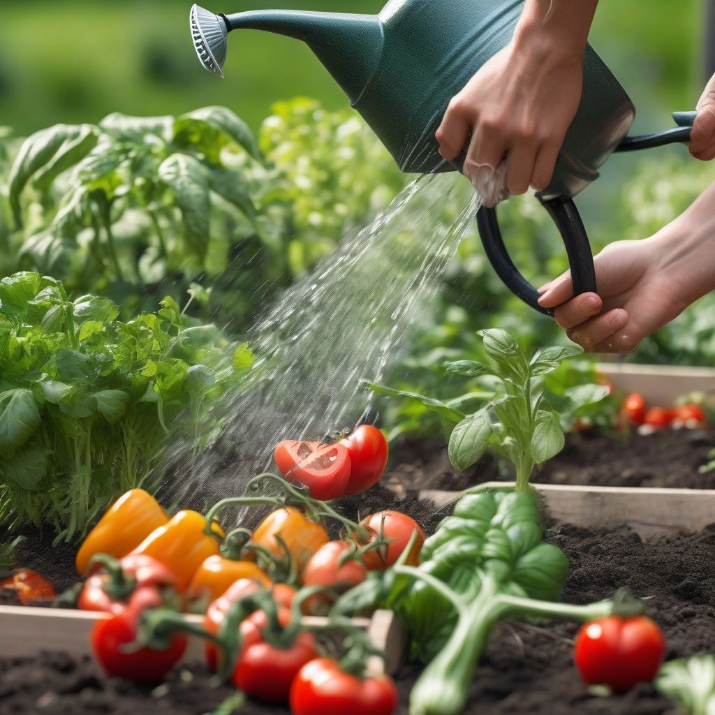 Organic Gardener Watering Plants