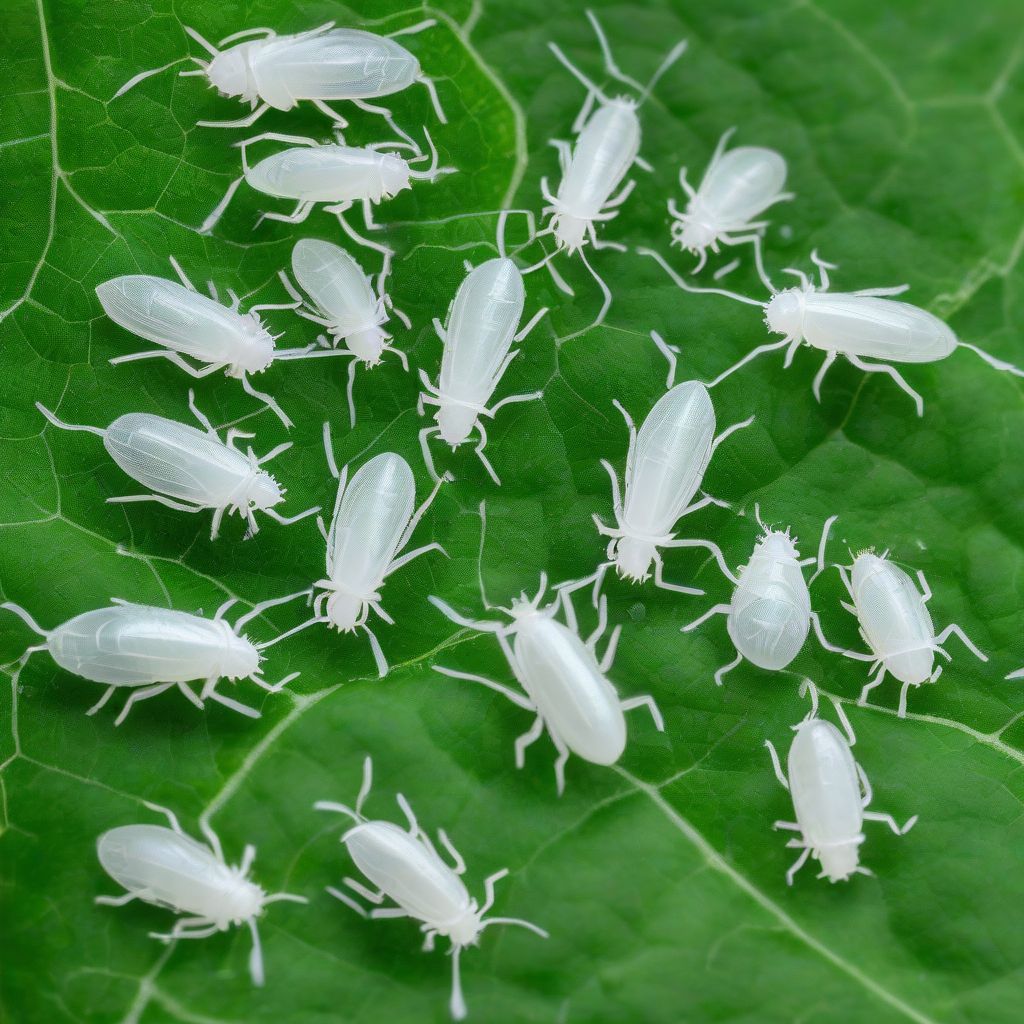 Whiteflies on Plant Leaf